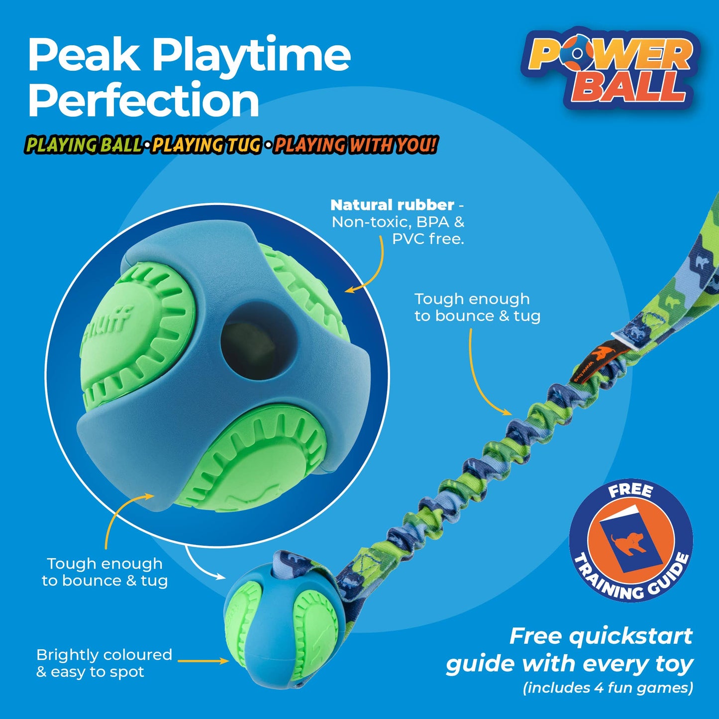 PowerBall Bungee Tug | Dog Ball Toys | Tug-E-Nuff