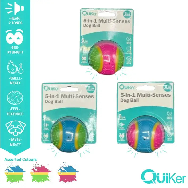 5-in-1 Multi-Senses Dog Toy Ball 6cm