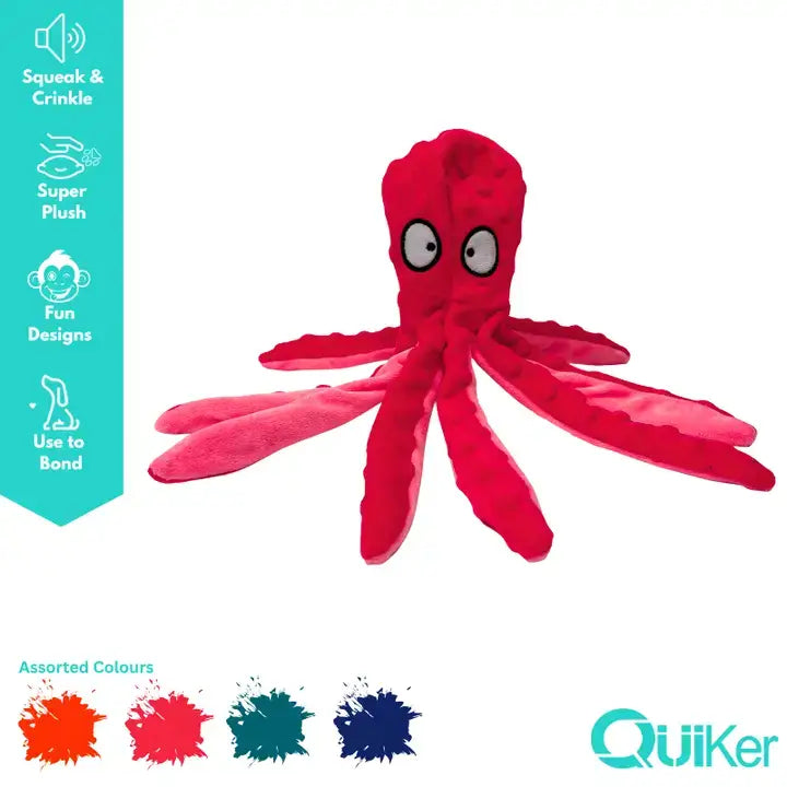 32cm- No Stuffing Squeak & Crinkle OctoPals- Dog Toy
